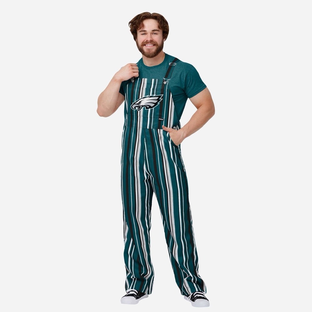 Philadelphia Eagles Men's XL Green Hyper Stripe Bib Overalls FOCO NFL - New